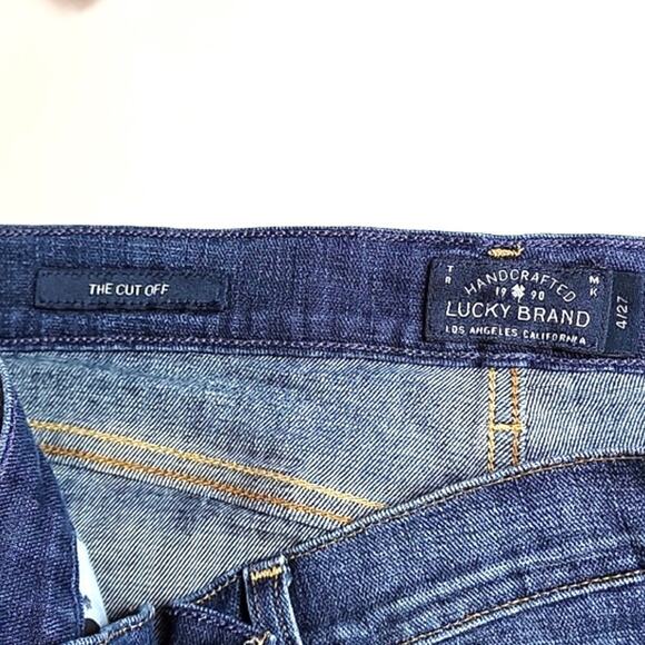 Lucky Brand The Cut Off Floral Embroidered Denim Blue Jean Shorts - size 4/27 - Picture 5 of 7